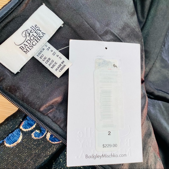 Belle Badgley Mischka Floral Metallic Brocade Vienna Dress sz 2 NWT - Picture 14 of 15